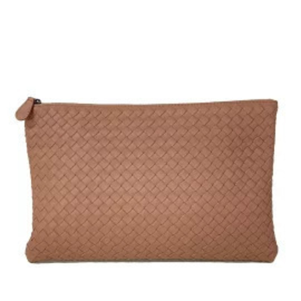 BOTTEGA VENETA Intrecciato Clutch Bag Pink Leather